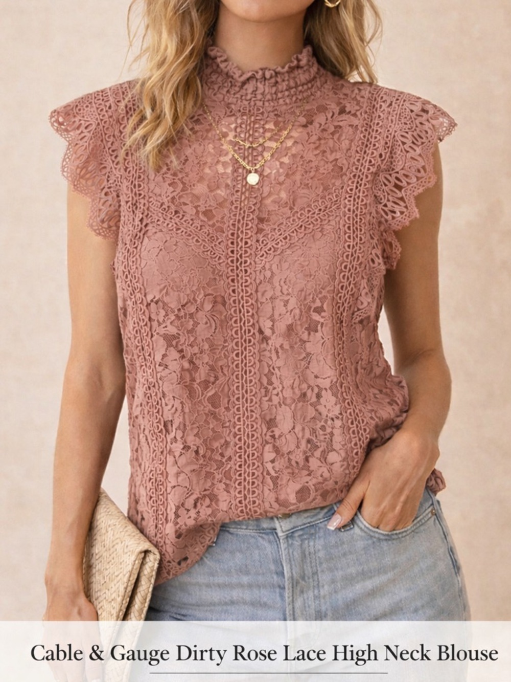 Dirty Rose Lace High Neck Women's Top